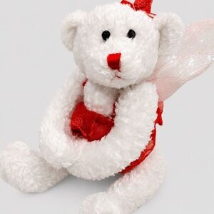 VTG Dan Dee Collectors Choice Angel Bear Shimmer Wings Red Lace Dress Plush 10"
